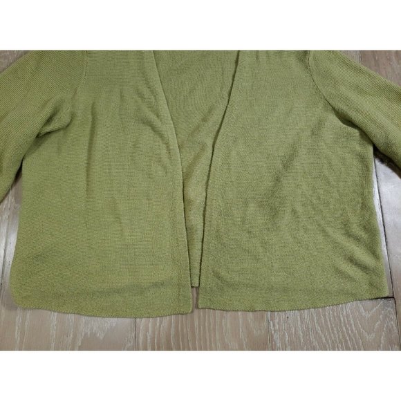J Jill Medium Lightweight Open Cardigan Linen Cotton Modal Pea Green Women's - Picture 2 of 9